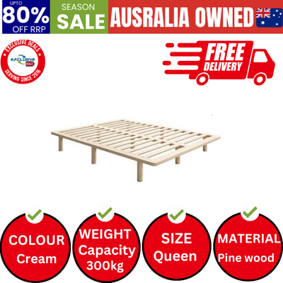 Bed Frame Queen Size Wooden Bed Base
