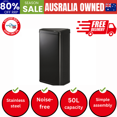 50L Motion Sensor Bin Automatic Black