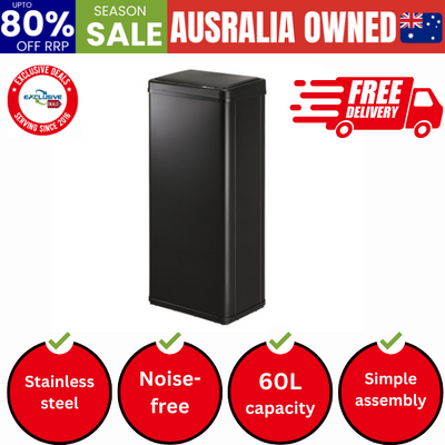 60L Motion Sensor Bin Automatic Black