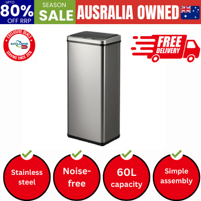 60L Motion Sensor Bin Automatic Silver