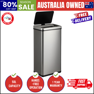 Automatic Motion Sensor Bin 50L Silver