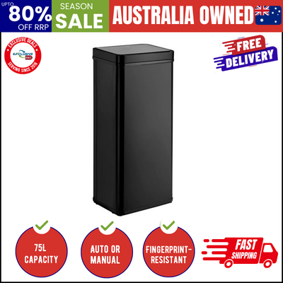 75L Motion Sensor Bin Automatic Rubbish Trash Can Black