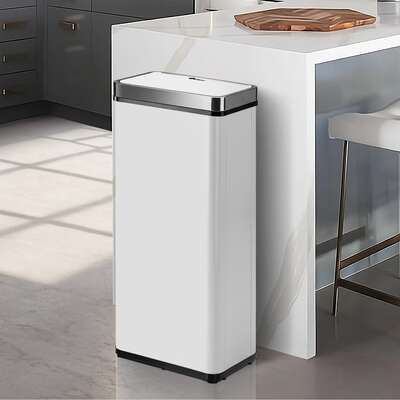 75L Motion Sensor Bin Stainless Steel White | EXTG