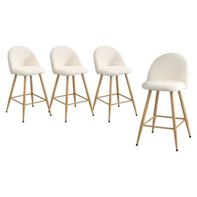 4x Bar Stools Kitchen Counter Stool Boucle Padded Stools