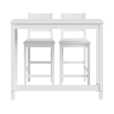 3PCS Bar Table Set Cafe Tables and 2 Stools White