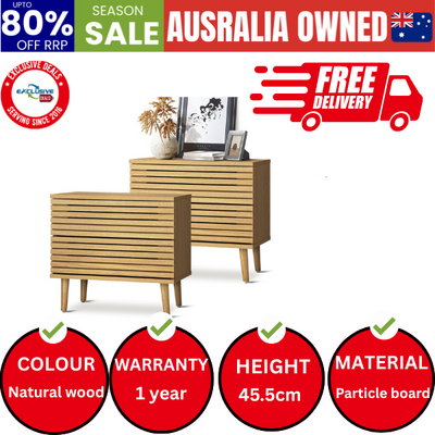 Bedside Tables Set of 2 Nightstand Side Table 2 Drawers Storage Cabinet