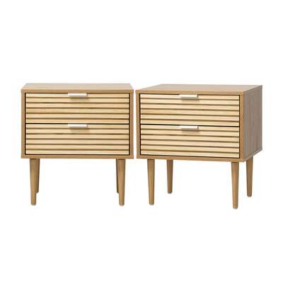 Bedside Tables 2 Drawers Natural Set of 2 | EXTG