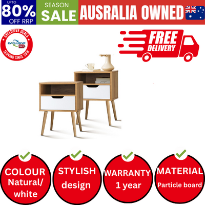 Bedside Tables Set of 2 Side Table Nightstand Trendy Furniture Cabinet