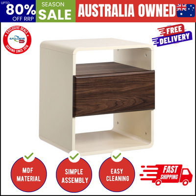 Bedside Table With Drawer Open Shelves Retro-Modern