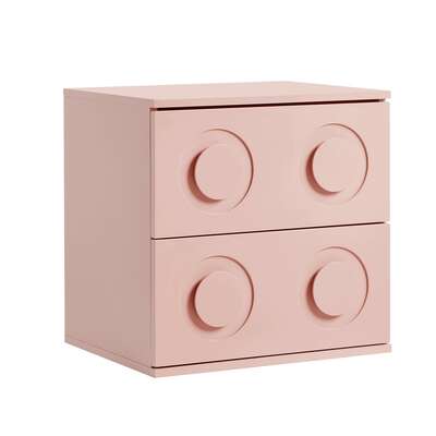 Bedside Table 2 Drawers Nightstand Side Storage Cabinet - Pink