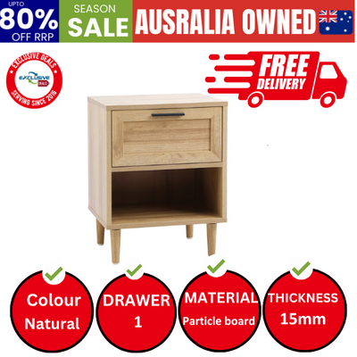 Bedside Table Nightstand Side End Table Bedroom Storage Cabinet Natural