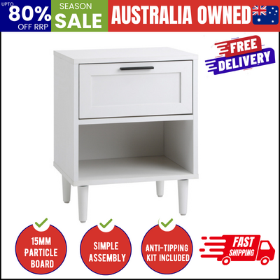 Bedside Table Nightstand Side End Table Bedroom Storage Cabinet White