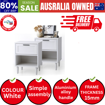 Bedside Tables Set of 2 Nightstand Side End Table Storage Cabinet White