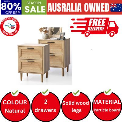 Bedside Tables Set of 2 Nightstand Side End Table Bedroom Storage Wood