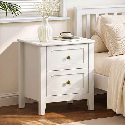 White Bedside Table 2 Drawers 45x35x50cm