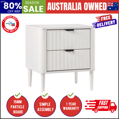 Bedside Table 2 Drawers Nightstand White