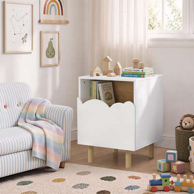 Bedside Table Single Drawer White 40x39.5x55cm