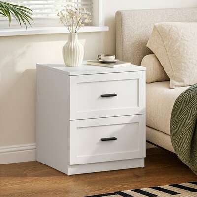 White 2 Drawer Bedside Table Nightstand | EXTG