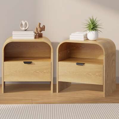 Bedside Table Natural Wood 48x35x50cm