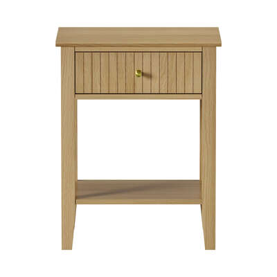 Bedside Table with 1 Drawer Open Shelf Nightstand Natural