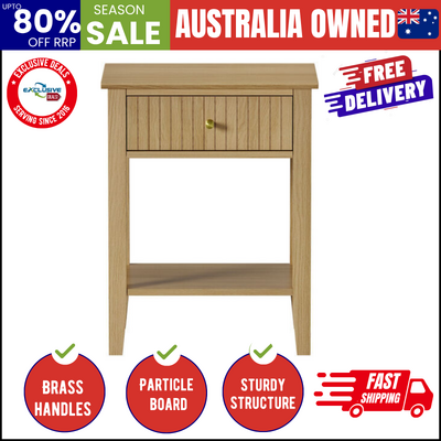 Bedside Table with 1 Drawer Open Shelf Nightstand Natural