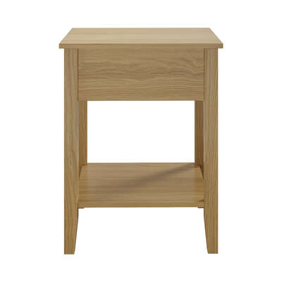 2x Bedside Table 1 Drawer Open Shelf Nightstand Natural