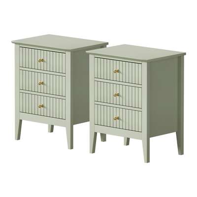 Bedside Tables Set of 2 Side End Nightstand Green