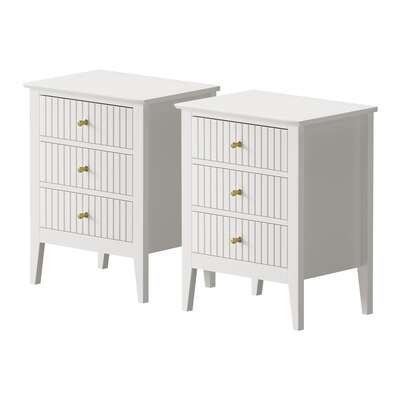 Bedside Tables Set of 2 Side End Nightstand White