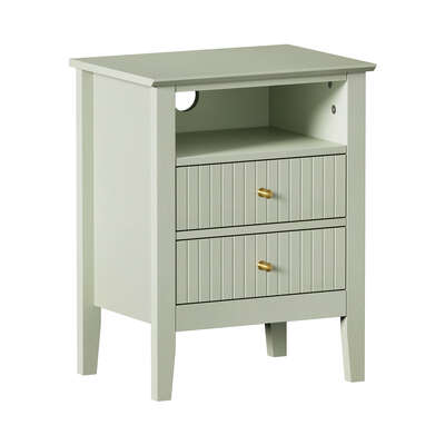 Bedside Table Nightstand 2 Drawer Storage Cabinet Bedroom Green
