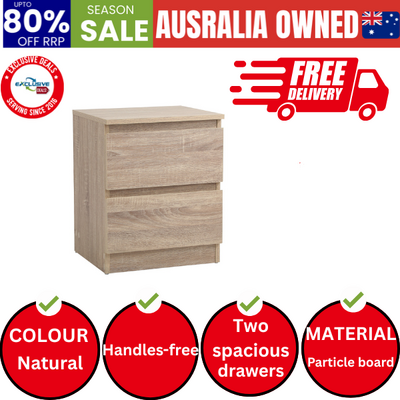 Bedside Table Nightstand 2 Drawers Side End Table Storage Cabinet