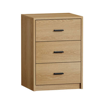Bedside Table With 3 Drawers Bedroom Nightstand Storage Cabinet Natural