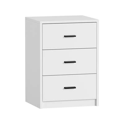 Bedside Table 3 Drawer Nightstand Bedroom Storage Cabinet White Wood