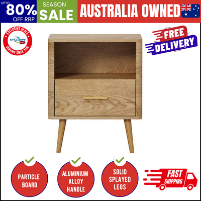 Bedside Table 1 Drawer Open Shelf Nightstand Natural