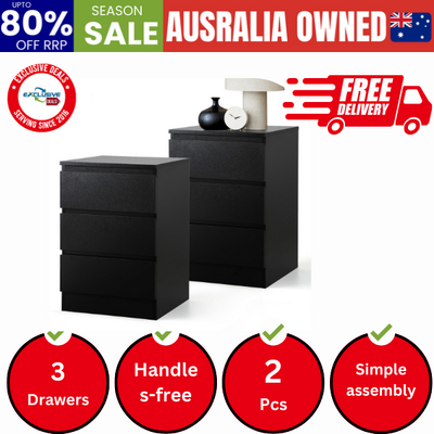 Bedside Tables Set of 2 Side Table Nightstand Black