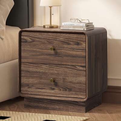 Bedside Table 2 Drawers Walnut 48x39.5x50cm