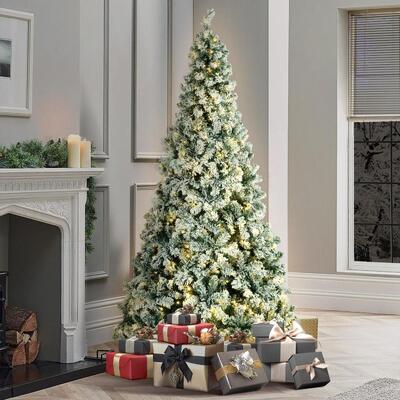 Christmas Tree 2.1M 7FT Snow Flocked Xmas Decorations Green w/ LED lights