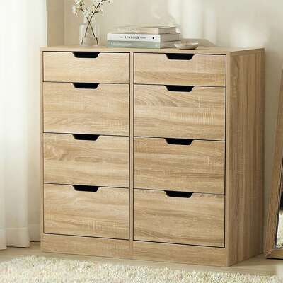 8 Chest of Drawers Tallboy Cabinet Bedroom Storage Natural
