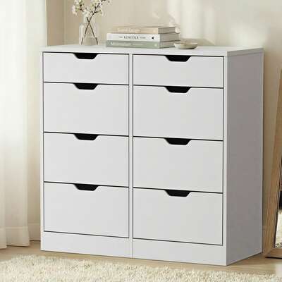 8 Chest of Drawers Tallboy Cabinet Bedroom Storage White