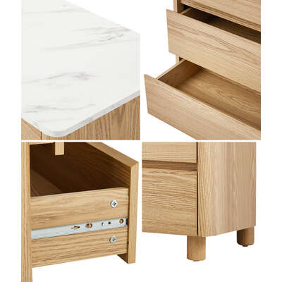 4 Chest of Drawers Dresser  Marble Top Natural
