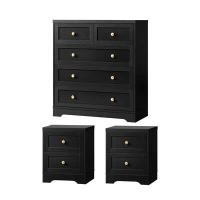 5 Chest of Drawers and 2 Bedside Tables Hamptons Furniture Set