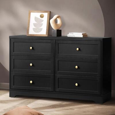 Black 6-Drawer Chest: Stylish Storage Solution