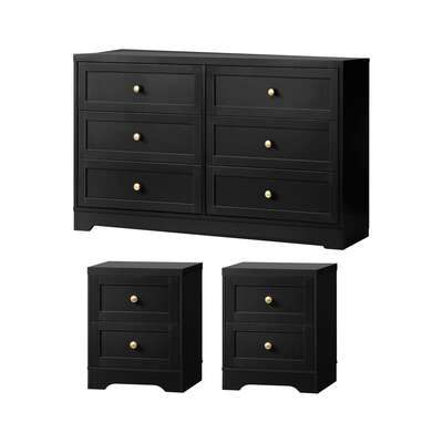6 Chest of Drawers and 2 Bedside Tables Hamptons Furniture Set