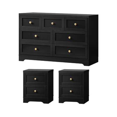 7 Chest of Drawers and 2 Bedside Tables Hamptons Furniture Set