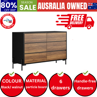 6 Chest of Drawers Cabinet Dresser Table Lowboy Walnut