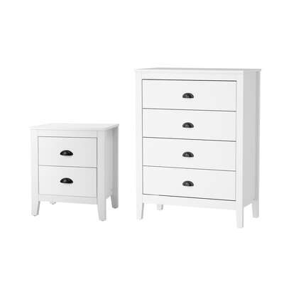 4 Chest of Drawers and Bedside Table Vintage Bedroom Set White