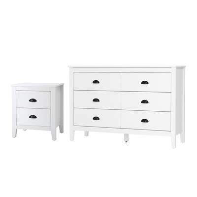 6 Chest of Drawers and Bedside Table Vintage Bedroom Set White