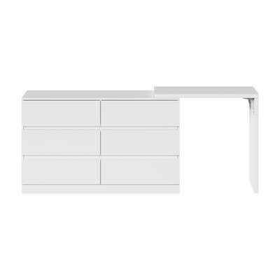 6 Chest of Drawers Dresser with Side Table White