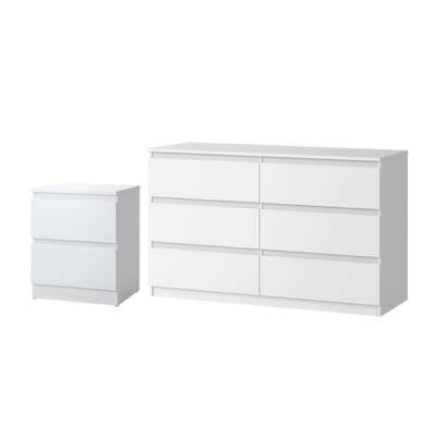 6 Chest of Drawers and Bedside Table Cabinet Bedroom Set White