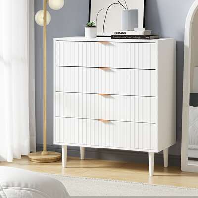 4 Chest of Drawers Tallboy White Gold