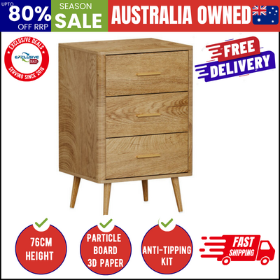 3 Chest of Drawers Tallboy Natural